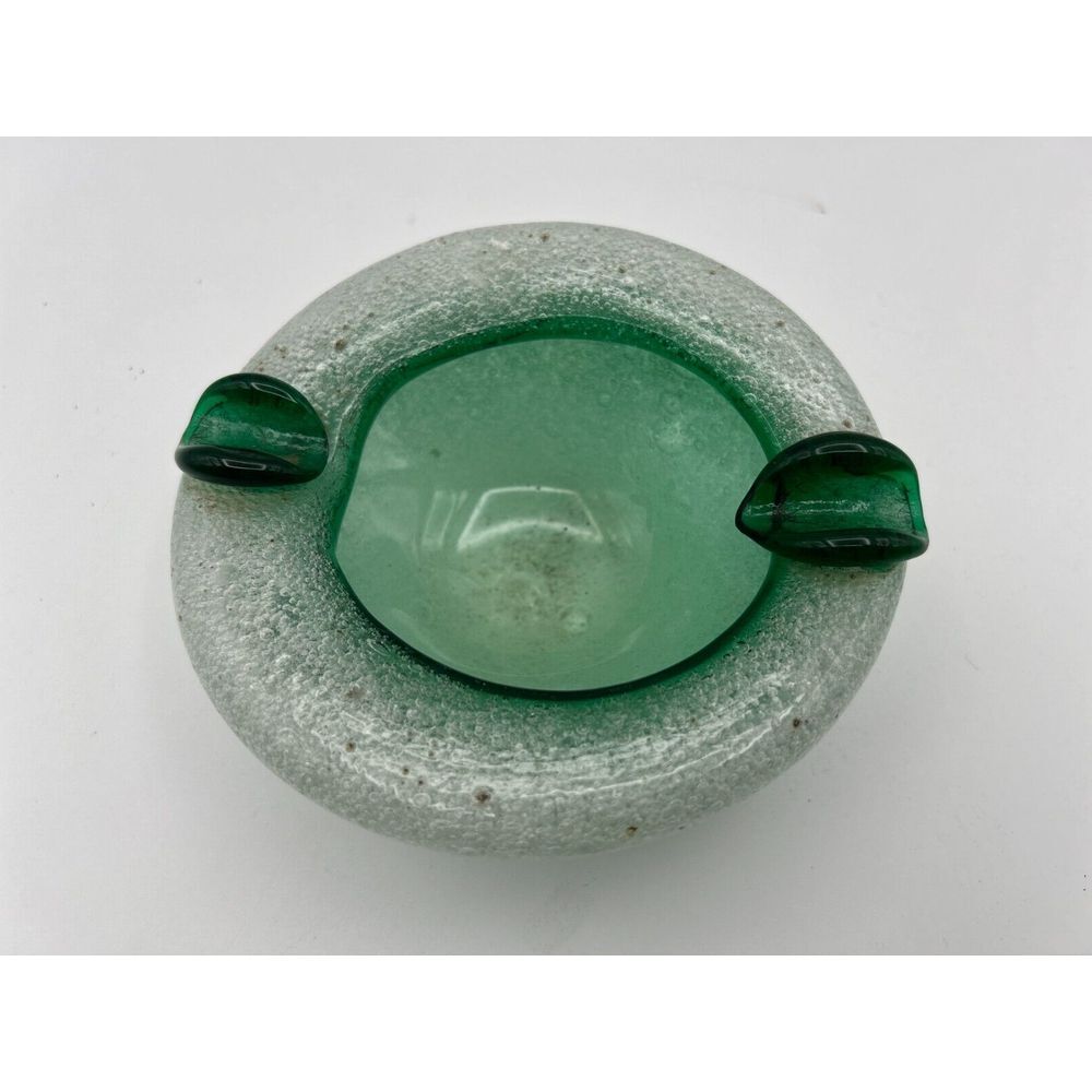 Murano Pulegoso Bubbles Aqua Green Vintage 1950's Ashtray